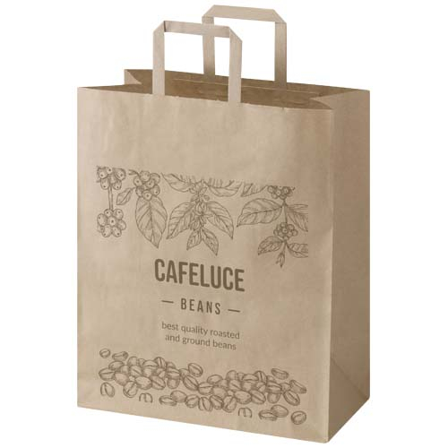 Sac de distribution kraft personnalisable poignées plates Marron kraft